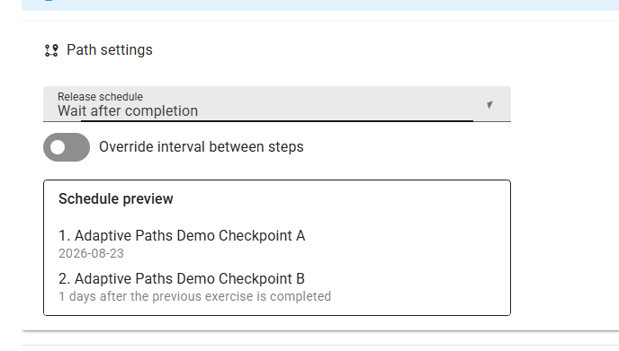 Gamena Path settings with the release schedule menu open